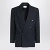 Saint Laurent Double-breasted Wool Blazer In Blue