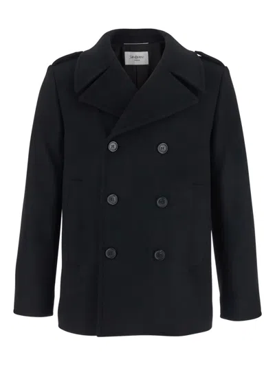 SAINT LAURENT DOUBLE-BREASTED NOTCH LAPELS COAT