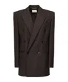 Saint Laurent Double-breasted Padded-shoulder Jacket In Black