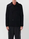 Saint Laurent Double-breasted Peacoat Featuring Side Pockets In Black