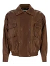 Saint Laurent Leather Jacket With Collared Design And Pockets In Brown