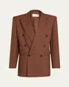 Saint Laurent Double-breasted Strong-shoulder Blazer