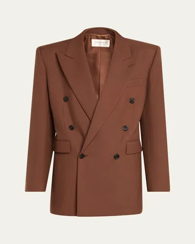 Saint Laurent Double-breasted Strong-shoulder Blazer