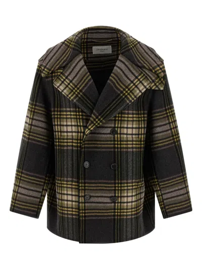 SAINT LAURENT DOUBLE-BREASTED TARTAN-CHECK COAT