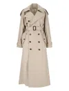 Saint Laurent Maxi Trench Coat In Beige