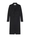 Saint Laurent Double-breasted Peak-lapel Wool Coat In Black