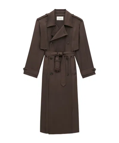 Saint Laurent Double-breasted Trench Coat In Black