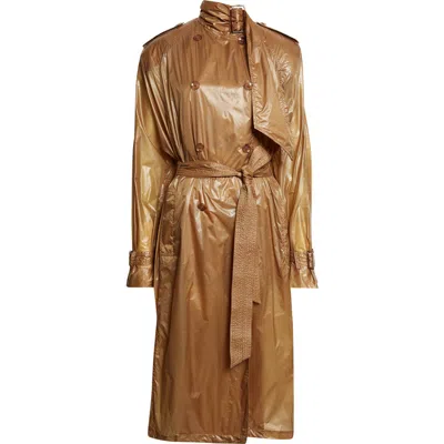 Saint Laurent Double Breasted Trench Coat In Brown