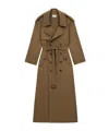 Saint Laurent Double-breasted Cotton Trench Coat In Green