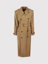 Saint Laurent Double-breasted Cotton Twill Trench Coat In Nude & Neutrals