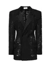Saint Laurent Guipure Lace Tuxedo Jacket Structured Shoulders In Black
