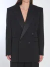 Saint Laurent Double-breasted Tuxedo Jacket In Black