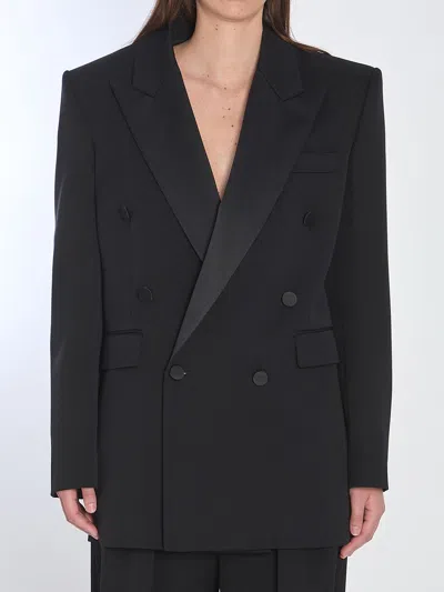 Saint Laurent Double-breasted Tuxedo Jacket In Black