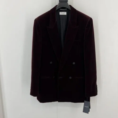 Pre-owned Saint Laurent Double Breasted Velour Blazer In All Sizes In Purple