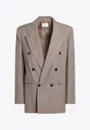 Saint Laurent Tailored Wool Blazer In Brown
