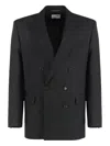 Saint Laurent Double-breasted Wool Blazer In Black