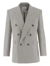 Saint Laurent Double-breasted Wool Blazer In White