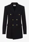 Saint Laurent Double-breasted Wool Jacket Notched Lapels In Black