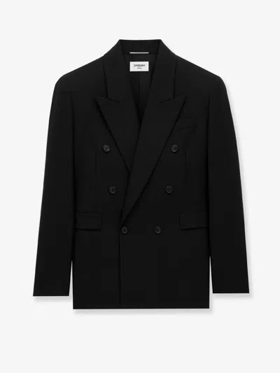 Saint Laurent Double-breasted Wool Blazer In Black