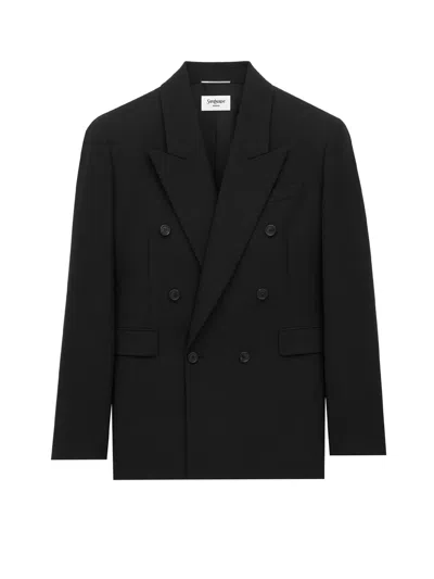SAINT LAURENT DOUBLE-BREASTED WOOL BLAZER
