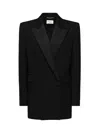 Saint Laurent Double Breasted Button Jacket In Black