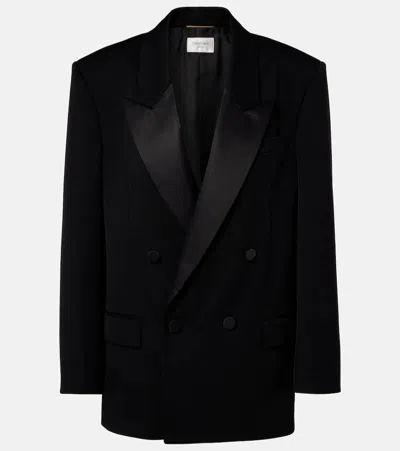 Saint Laurent Double-breasted Wool Blazer In Black