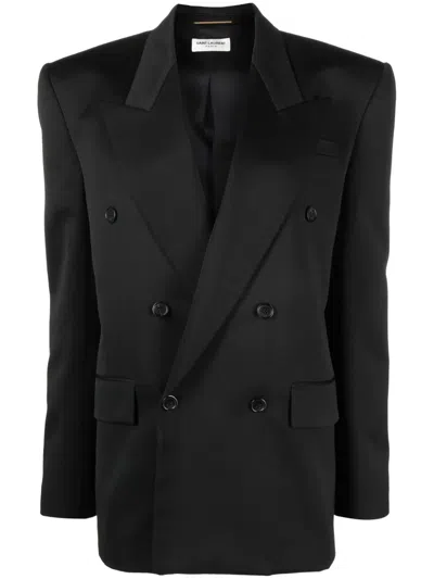 Saint Laurent Double-breasted Wool Blazer In Black