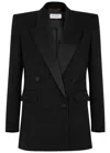 Saint Laurent Black Double-breasted Jacket With Peak Revers And Double Vent On The Rear In Wool Woman In Black