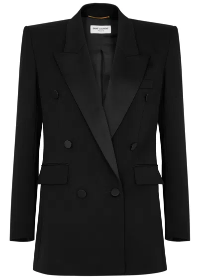 Saint Laurent Double-breasted Wool Blazer In Black