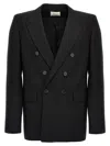 Saint Laurent Double-breasted Wool Blazer In Black