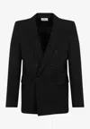 Saint Laurent Wool Gabardine Blazer In Black