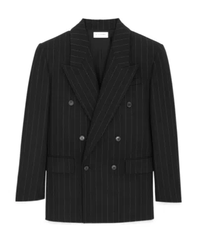 Saint Laurent Double-breasted Wool Blazer In Black