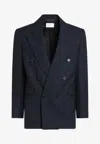 Saint Laurent Double-breasted Wool Blazer In Black