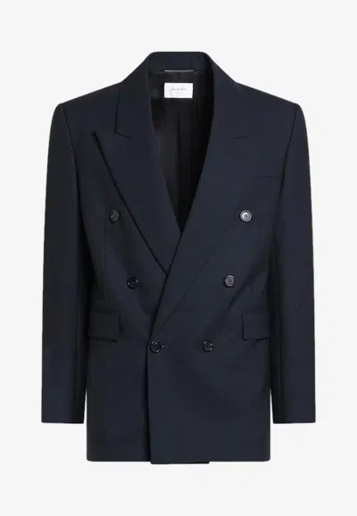 Saint Laurent Double-breasted Wool Blazer In Black