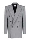 Saint Laurent Wool Chiné Jacket In Gray