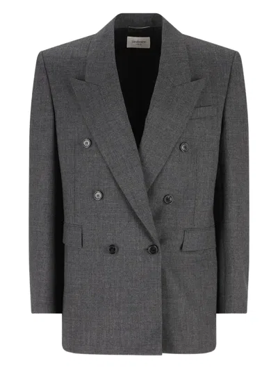 SAINT LAURENT DOUBLE-BREASTED WOOL BLAZER