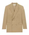 Saint Laurent Double-breasted Wool Blazer In Nude