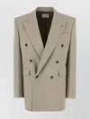 Saint Laurent Double-breasted Wool Blazer Peak Lapels In Neutral