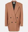 Saint Laurent Double-breasted Wool-gabardine Blazer In Brown