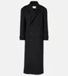 Saint Laurent Double-breasted Wool Coat In Black