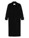 Saint Laurent Double-breasted Wool Coat In Black