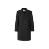 Saint Laurent Double-breasted Wool Coat With Peak Lapels And Padded Shoulders In Black