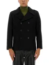 Saint Laurent Black Double-breasted Coat With Wide Notched Revers In Wool Man In Black
