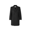 Saint Laurent Double-breasted Wool Coat With Peak Lapels And Padded Shoulders In Black