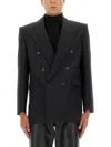 Saint Laurent Double-breasted Wool Jacket In Black