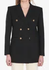 Saint Laurent Women's Woolã² Double-breasted Jacket In Black