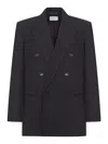 Saint Laurent Double-breasted Wool Jacket In Black