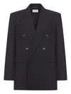 Saint Laurent Double-breasted Wool Jacket In Black