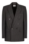 Saint Laurent Double-breasted Wool Jacket In Black
