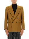 Saint Laurent Tailored Wool Blazer Featuring Peak Lapel In Brown